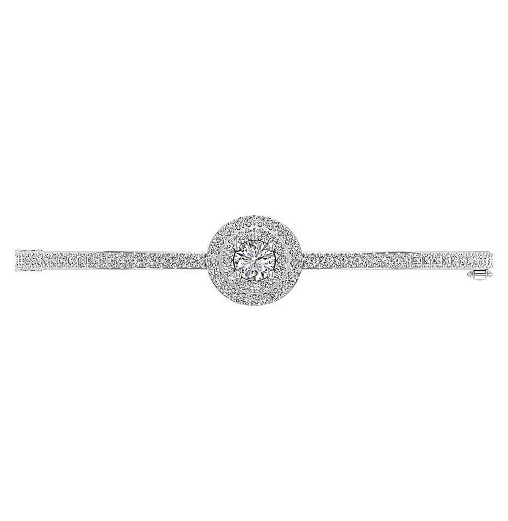 The Emilia Genuine Diamond Double Halo Bangles Bracelet For Her 14k/18k White Yellow Rose Gold - Image 4
