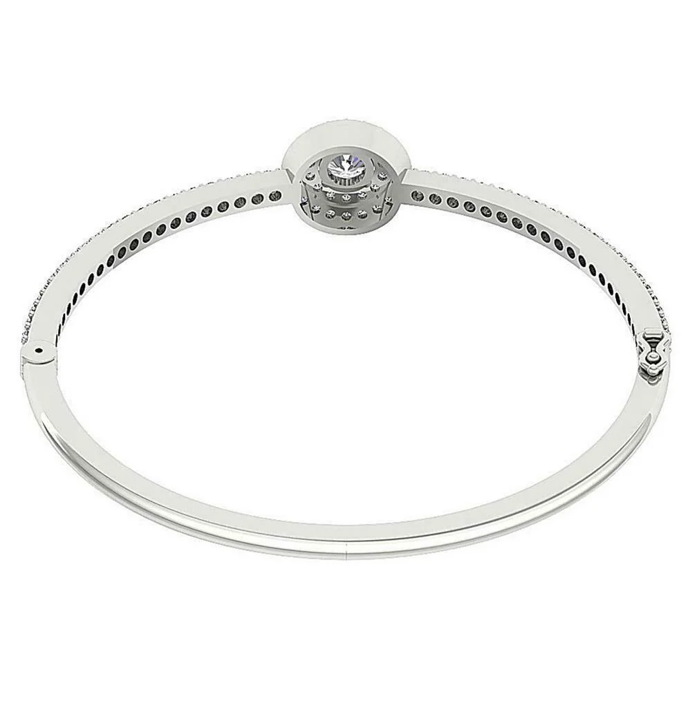 The Emilia Genuine Diamond Double Halo Bangles Bracelet For Her 14k/18k White Yellow Rose Gold - Image 5