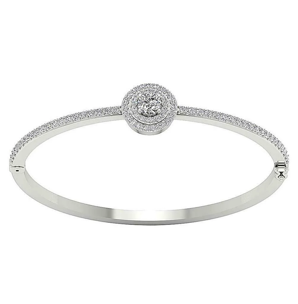 The Emilia Genuine Diamond Double Halo Bangles Bracelet For Her 14k/18k White Yellow Rose Gold - Image 6