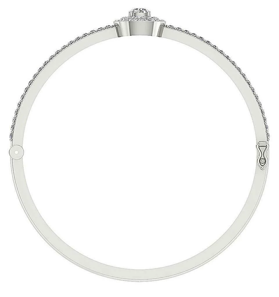 The Emilia Genuine Diamond Double Halo Bangles Bracelet For Her 14k/18k White Yellow Rose Gold - Image 7