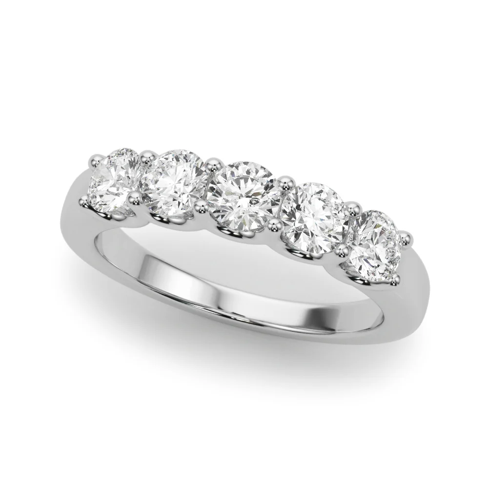 14K Gold Five-Stone U-Prong Lab Diamond Anniversary Band 1.00-2.50 Carat VS Clarity F Color