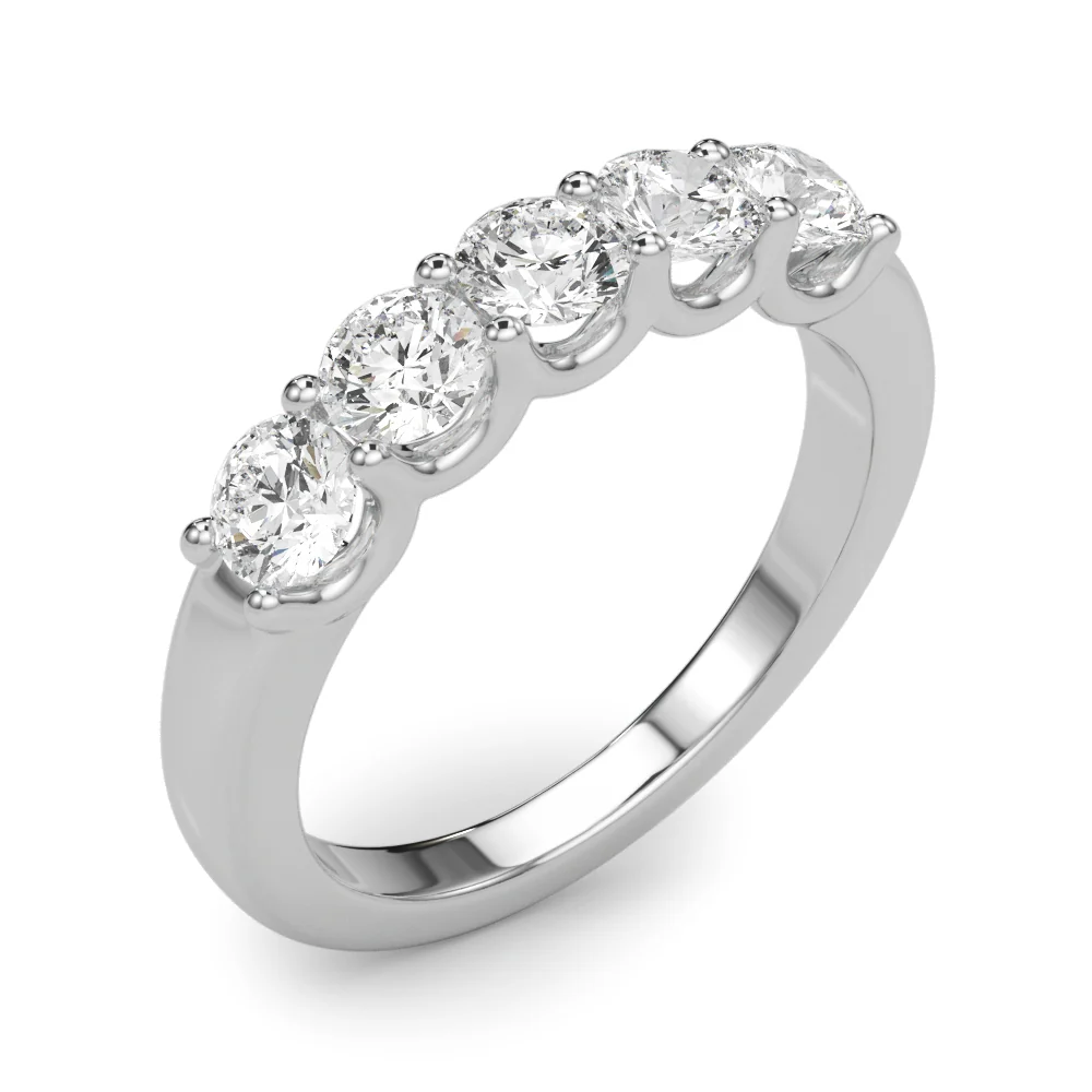 14K Gold Five-Stone U-Prong Lab Diamond Anniversary Band 1.00-2.50 Carat VS Clarity F Color - Image 4