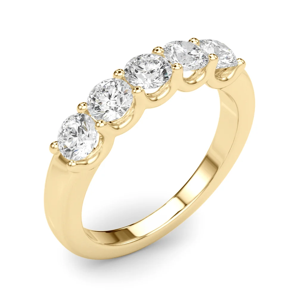 14K Gold Five-Stone U-Prong Lab Diamond Anniversary Band 1.00-2.50 Carat VS Clarity F Color - Image 5