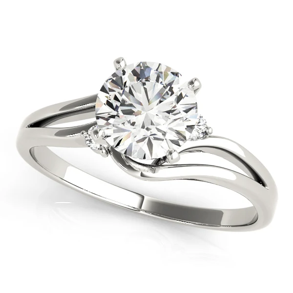 14K Gold Round Lab Grown Diamond VS F 1.04 Carat Two-Stone Accent Wave Engagement Ring