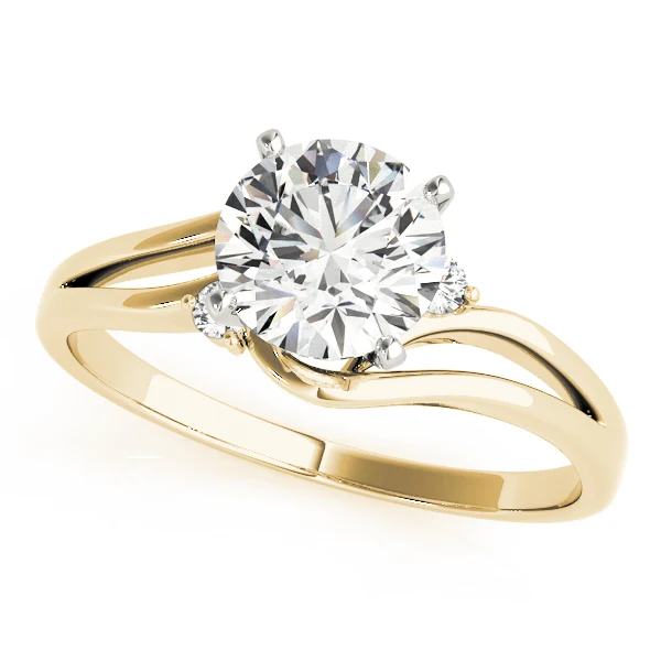 14K Gold Round Lab Grown Diamond VS F 1.04 Carat Two-Stone Accent Wave Engagement Ring - Image 3