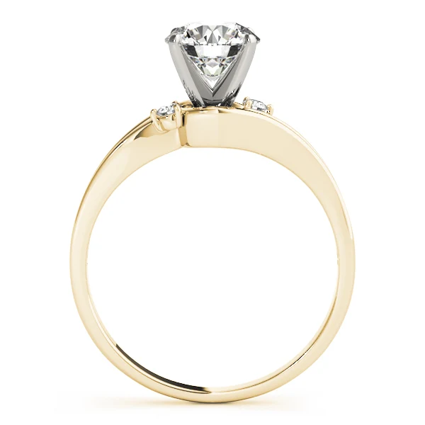 14K Gold Round Lab Grown Diamond VS F 1.04 Carat Two-Stone Accent Wave Engagement Ring - Image 4