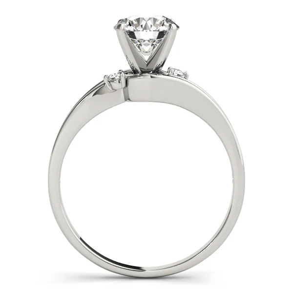 14K Gold Round Lab Grown Diamond VS F 1.04 Carat Two-Stone Accent Wave Engagement Ring - Image 5