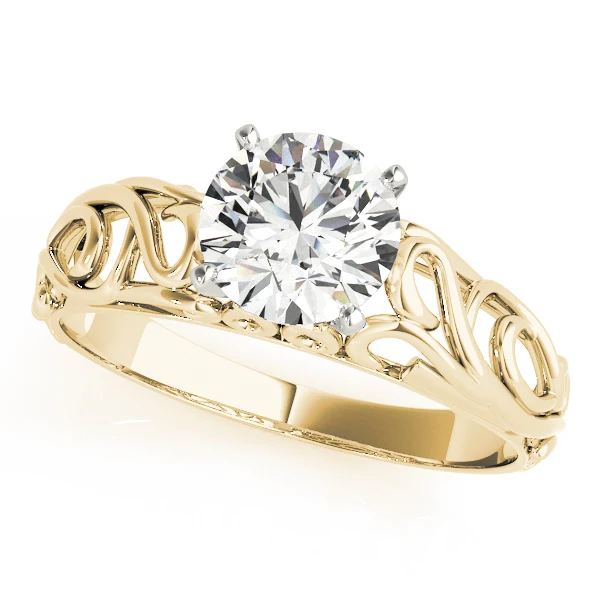 14K Gold Vintage Filigree Lab Grown Diamond Solitaire Engagement Ring VS F 1.00-3.00 Carat