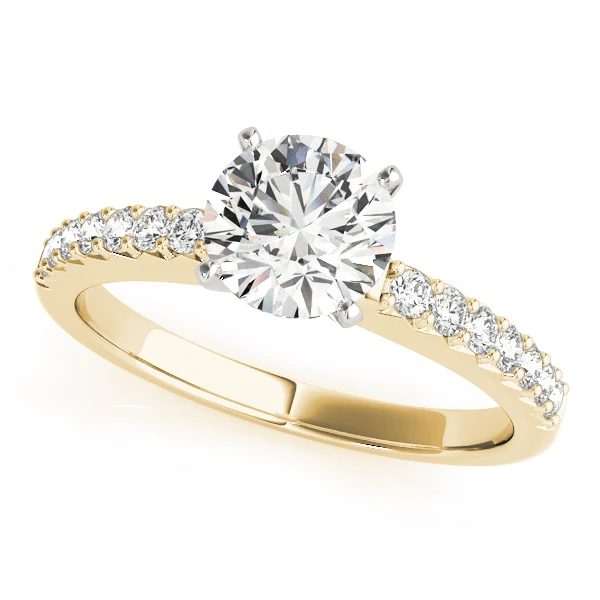 14K Gold VS F 1.15 Ct Round Lab Grown Diamond Shared-Prong Accent Ring