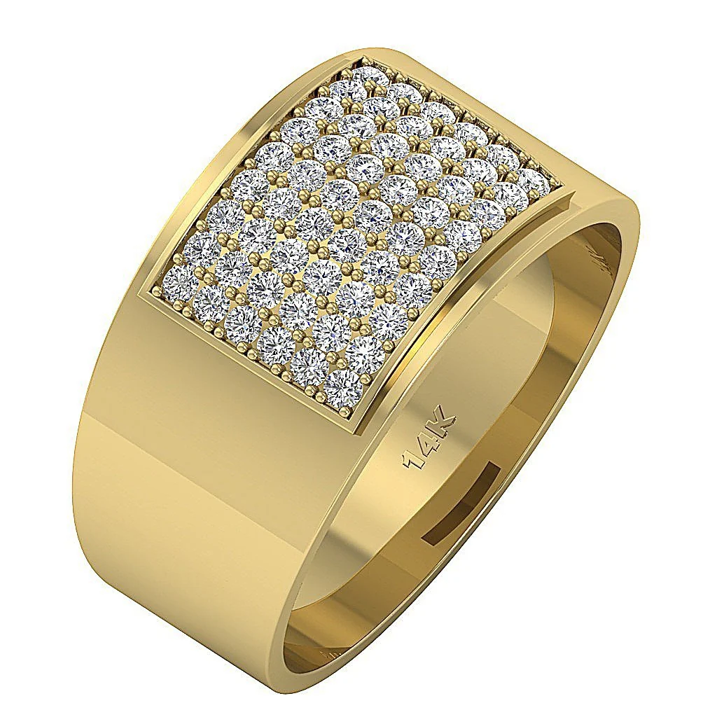 The Emily Classsic Mens Anniversary Ring Natural Diamonds Pave Set 14k Rose Gold 12.85MM - Image 3
