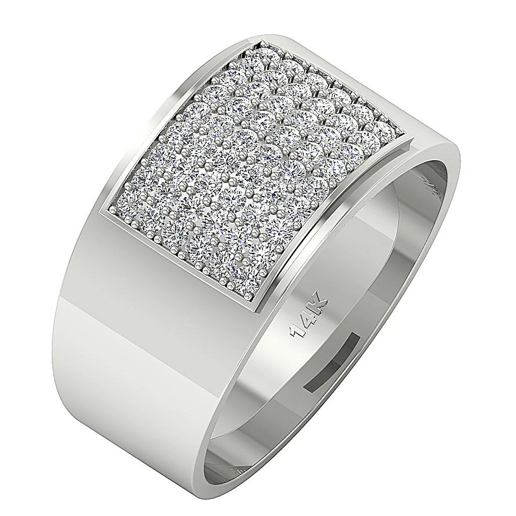 The Emily Classsic Mens Anniversary Ring Natural Diamonds Pave Set 14k Rose Gold 12.85MM - Image 4