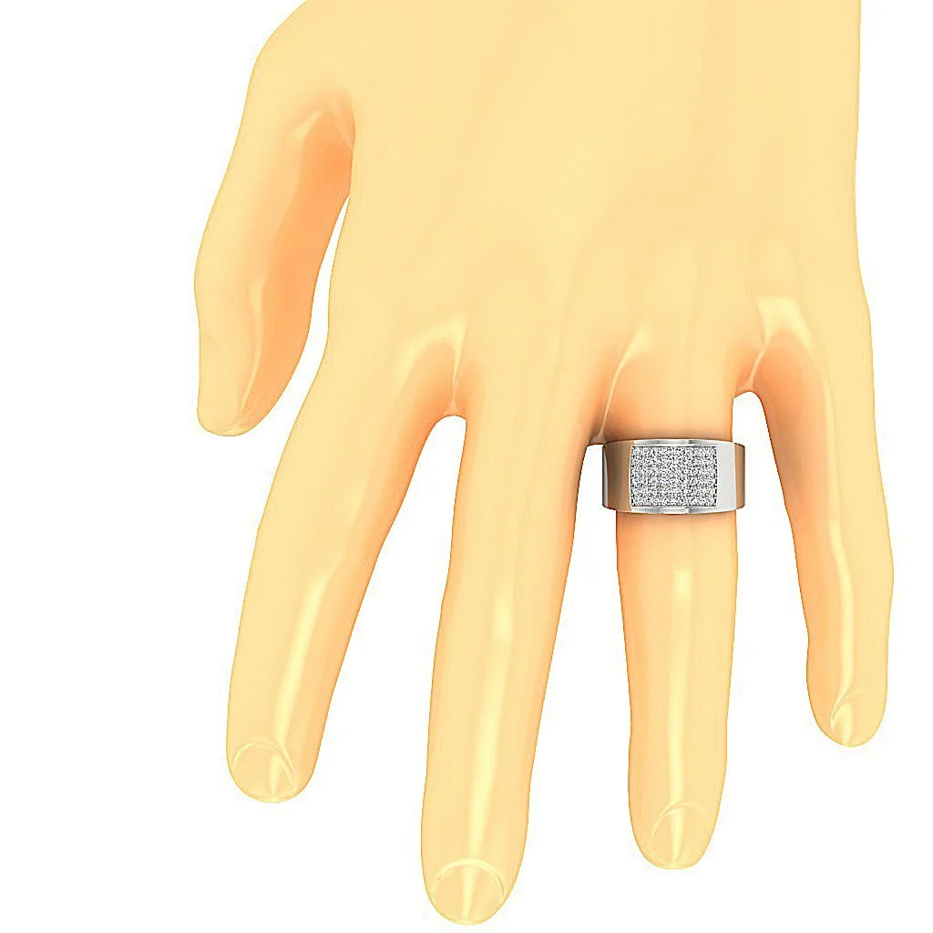 The Emily Classsic Mens Anniversary Ring Natural Diamonds Pave Set 14k Rose Gold 12.85MM - Image 7