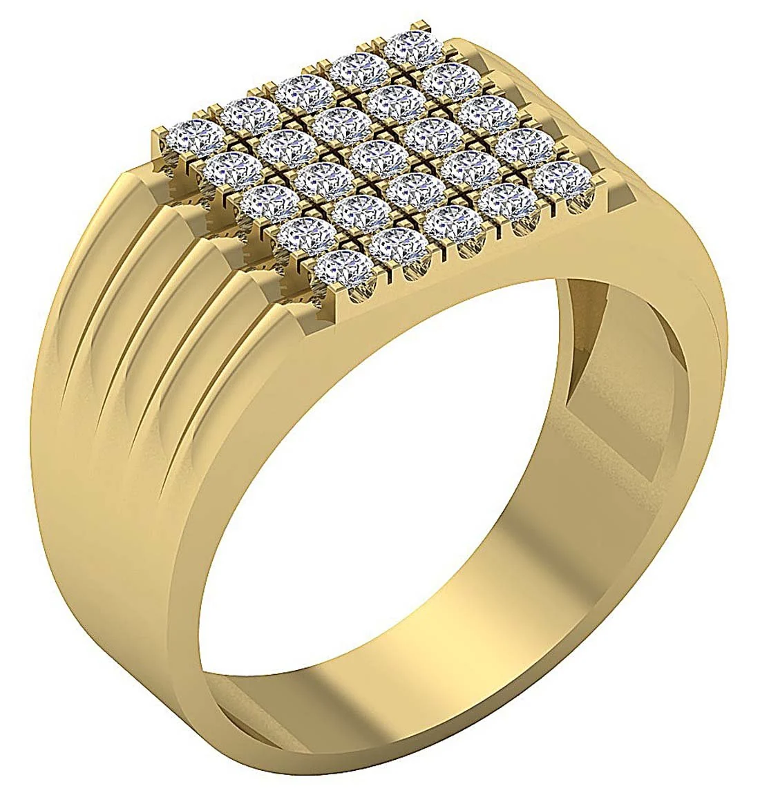The Isabella 14k Solid Gold Mens Anniversary Ring 5 Row Round Diamond Prong Set Width 11.45MM - Image 3