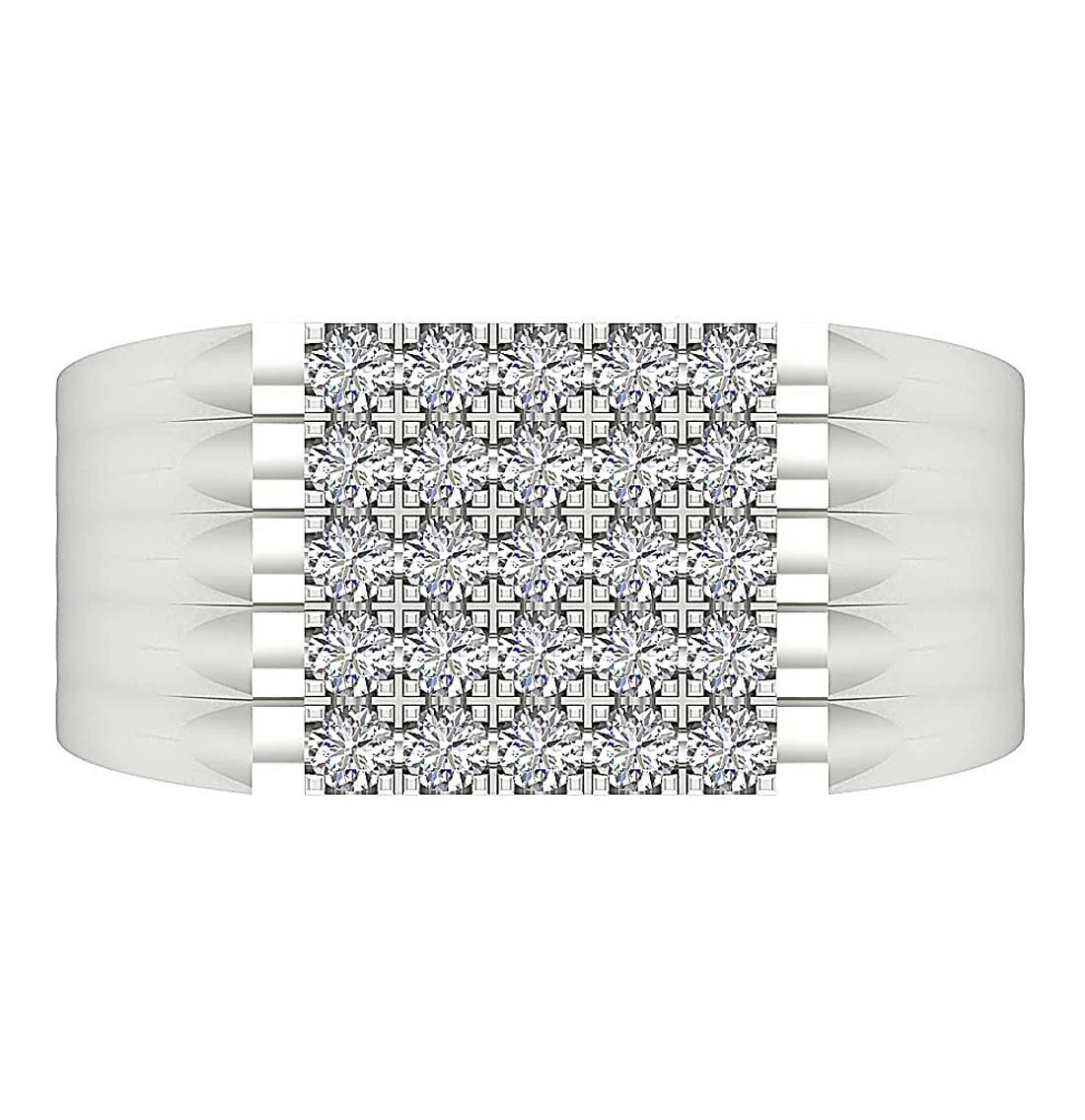 The Isabella 14k Solid Gold Mens Anniversary Ring 5 Row Round Diamond Prong Set Width 11.45MM - Image 7