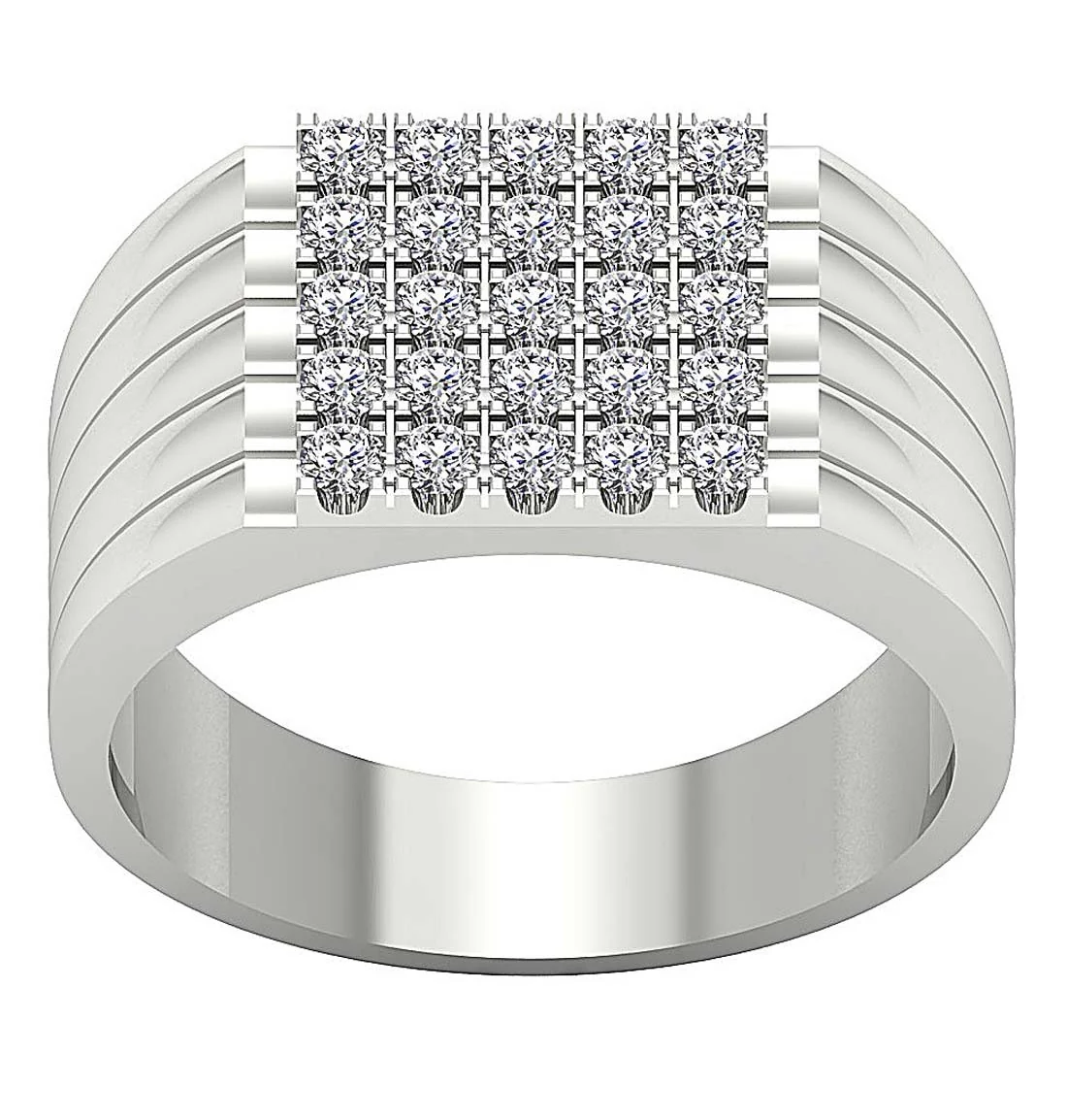 The Isabella 14k Solid Gold Mens Anniversary Ring 5 Row Round Diamond Prong Set Width 11.45MM - Image 8