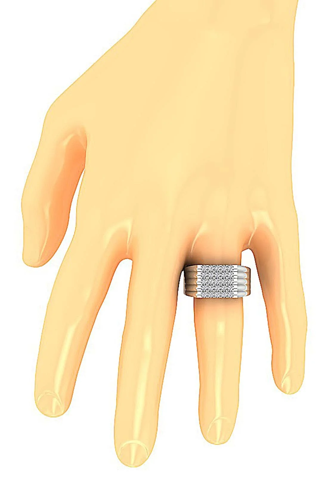 The Isabella 14k Solid Gold Mens Anniversary Ring 5 Row Round Diamond Prong Set Width 11.45MM - Image 9