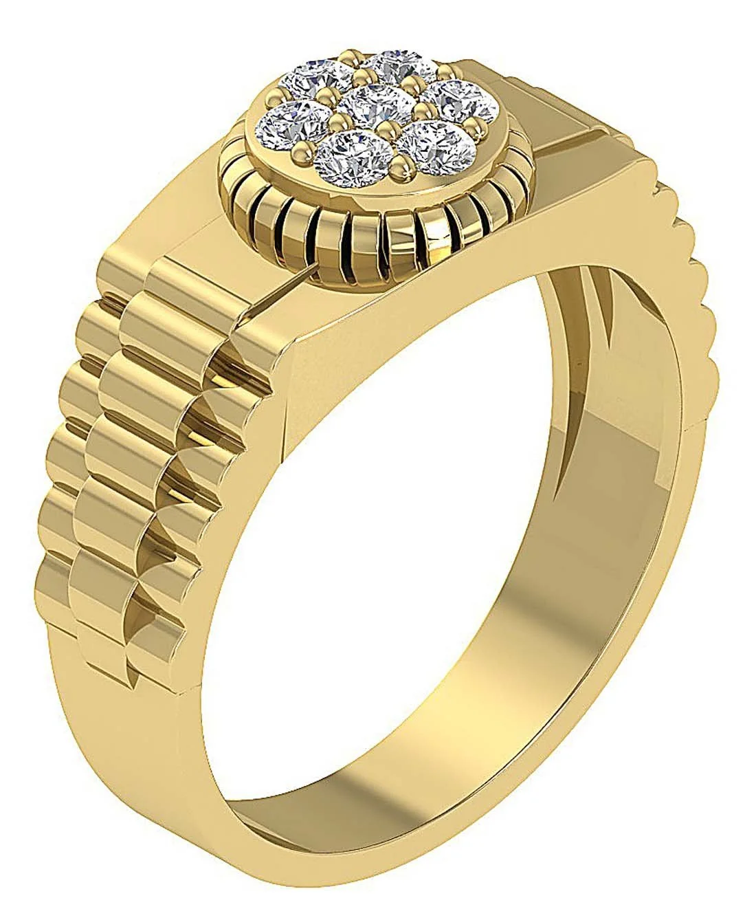 The Riley Mens Anniversary Ring Natural Diamond Prong Set 14k Solid Gold Width 10.00MM - Image 3