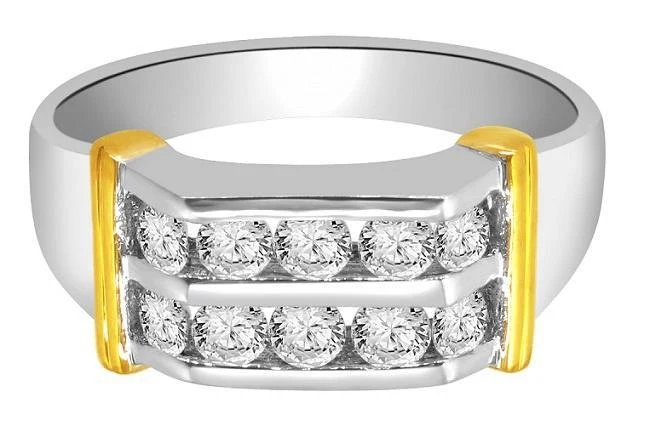 The Naomi 14k Two Tone Gold Mens Engagement Ring Round Diamond Channel Set 8.00MM - Image 3