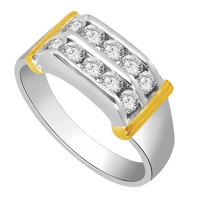 The Naomi 14k Two Tone Gold Mens Engagement Ring Round Diamond Channel Set 8.00MM - Image 4