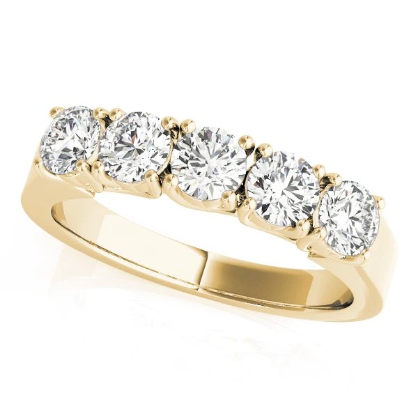14K White Gold Lab-Grown Diamond VS F 1.00-3.00 Carat Five Stone Wedding Ring Band Prong Set - Image 2