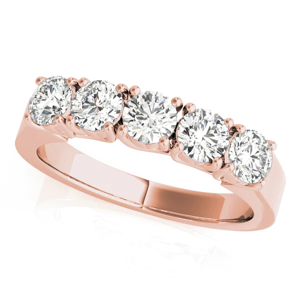 14K White Gold Lab-Grown Diamond VS F 1.00-3.00 Carat Five Stone Wedding Ring Band Prong Set - Image 3