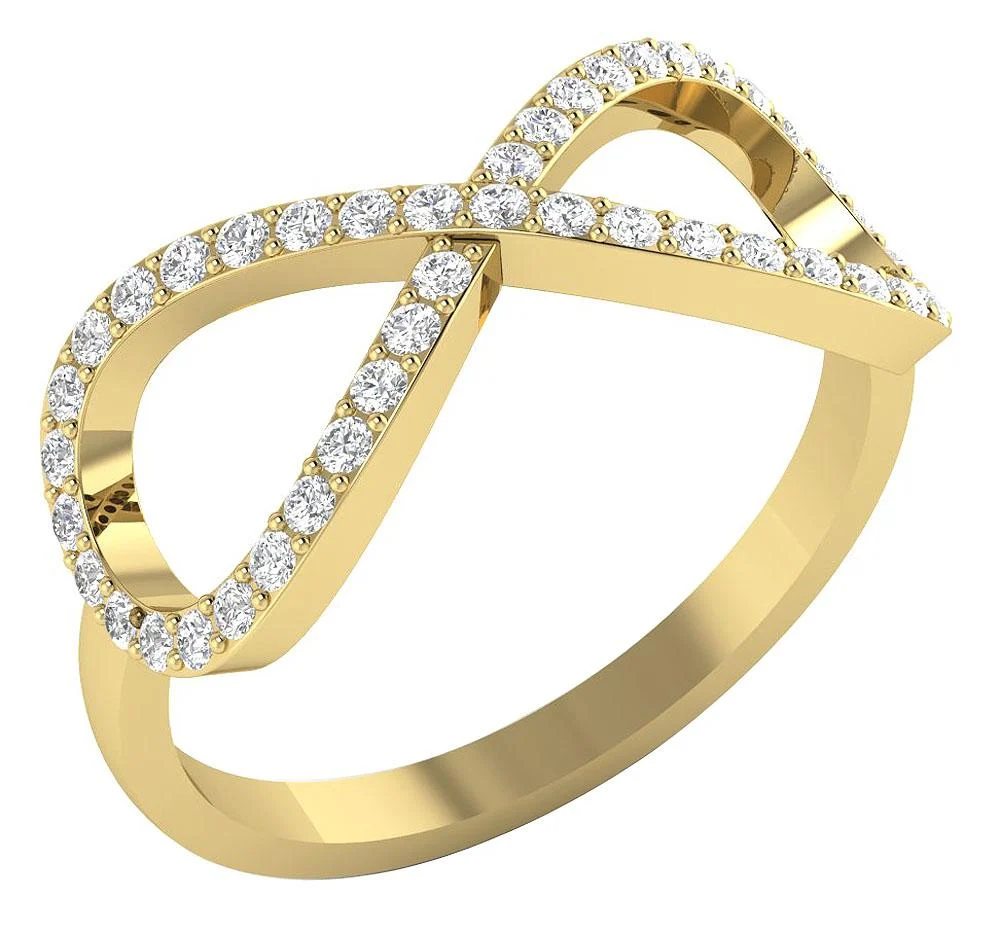 The Criss Infinity Anniversary Wedding Ring Natural Diamond 14K Yellow Gold Band