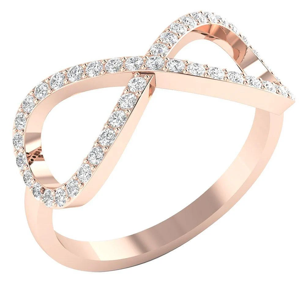 The Criss Infinity Anniversary Wedding Ring Natural Diamond 14K Yellow Gold Band - Image 2