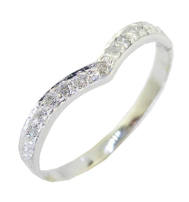 The Julia Natural Round Diamond 14k White Gold Petite Anniversary Wedding Ring Pave Set - Image 3