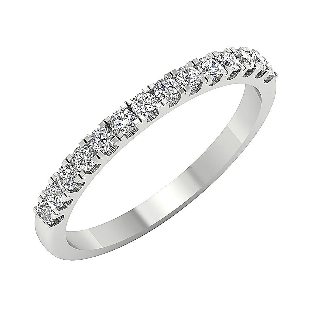 The Juniper Natural Round Diamond Pave Set Petite Wedding Ring 2.20MM 14k Rose Gold - Image 2
