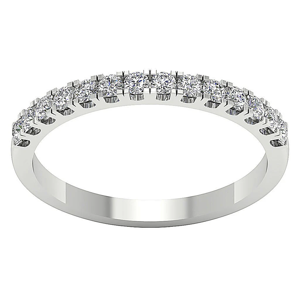 The Juniper Natural Round Diamond Pave Set Petite Wedding Ring 2.20MM 14k Rose Gold - Image 5