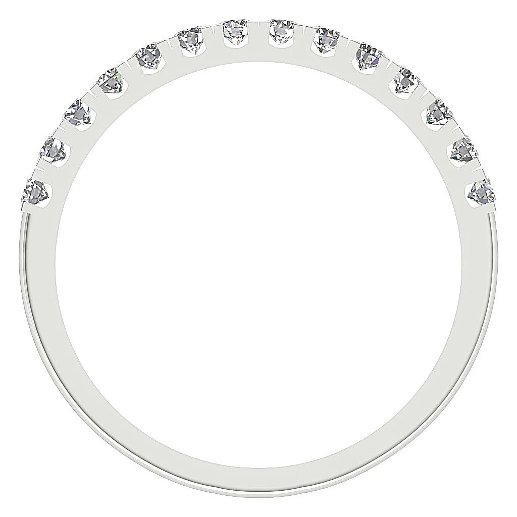 The Eva 14k White Yellow Rose Gold Petite Wedding Ring Natural Round Diamond Pave Set 2.20MM - Image 6