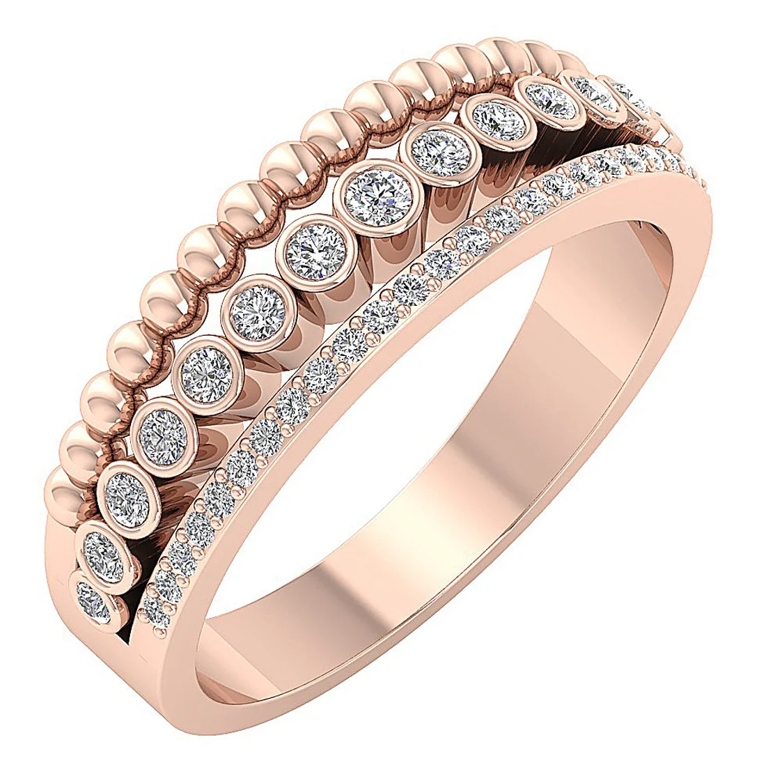 The Melody Natural Diamond 14k Rose Gold Engagement Wedding Ring Prong Bezel Set 6.90MM
