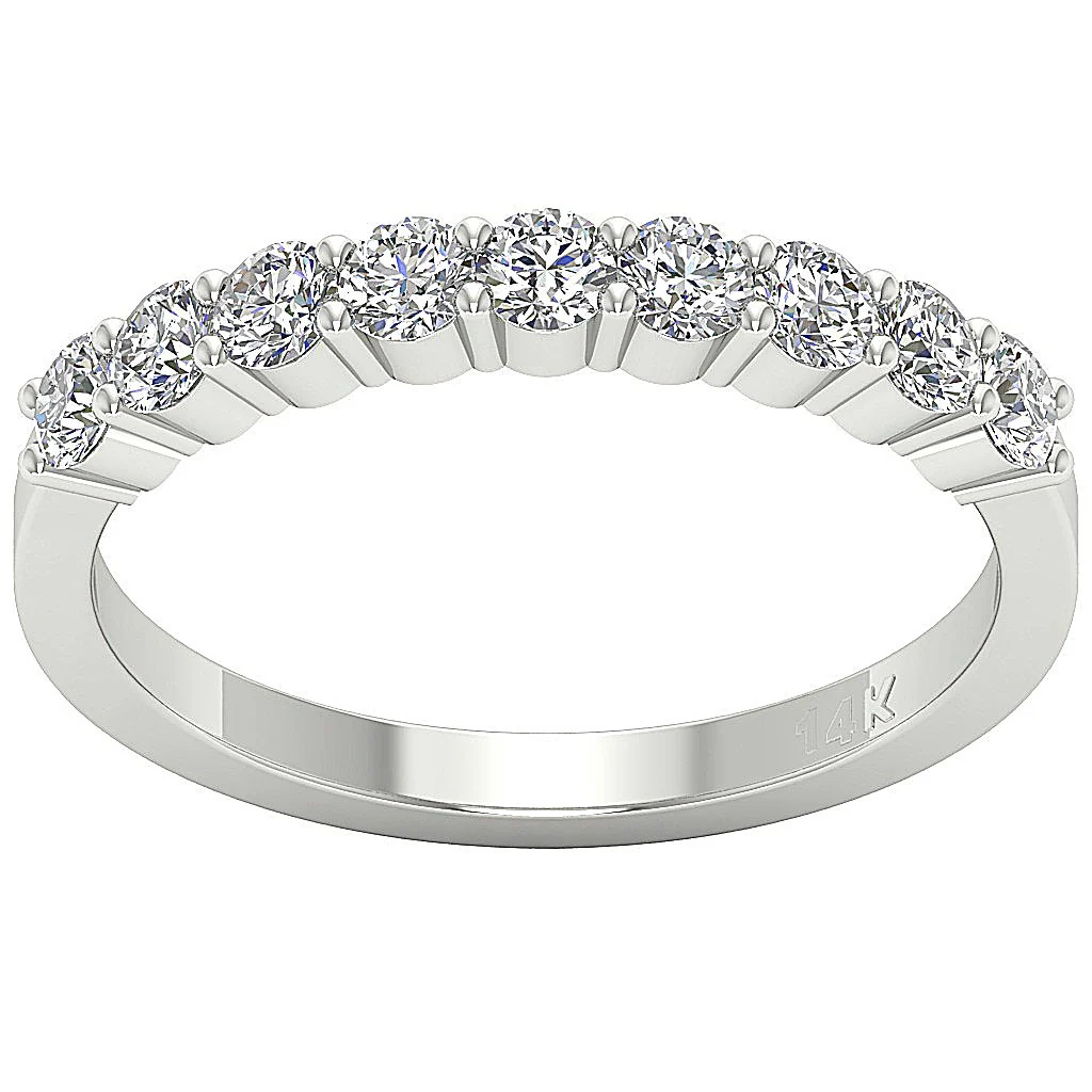The Clara Natural Round Diamond Prong Set 14k Solid White Gold Anniversary Wedding Ring - Image 5