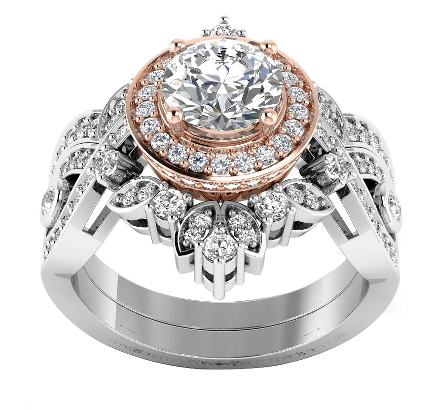 2.00Ct Round Lab Grown Diamond Bridal Ring (VS-F, 1.00Ct Center) in 14K Gold - Image 4