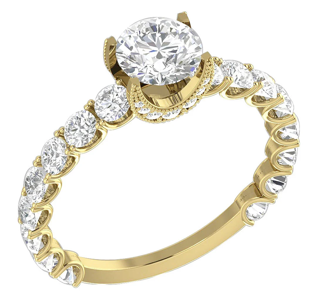 2.10 Ct Round Lab Grown Diamond Solitaire Engagement Ring in 14K Gold (VS F) - Image 2