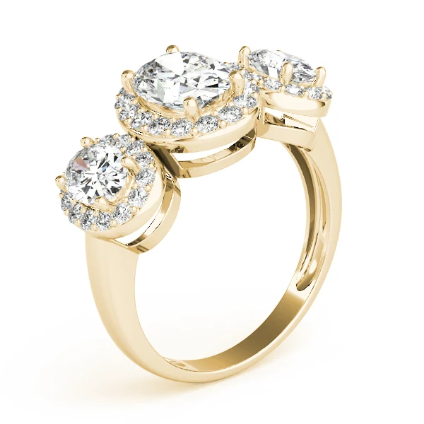 2.50Ct Oval and Round Lab Grown Diamond Multi-Stone Ring in 14k Solid Gold - Image 4