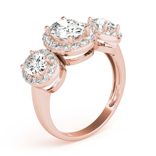 2.50Ct Oval and Round Lab Grown Diamond Multi-Stone Ring in 14k Solid Gold - Image 5