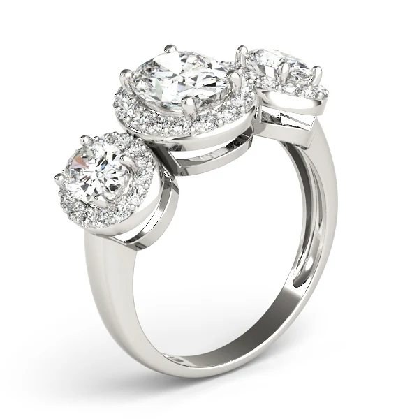 2.50Ct Oval and Round Lab Grown Diamond Multi-Stone Ring in 14k Solid Gold - Image 6