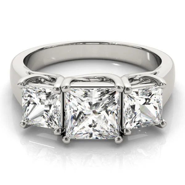 2.55-2.85 Carat Square Princess Lab Created Diamond 3-Stone Engagement Ring - Image 10