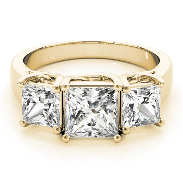 2.55-2.85 Carat Square Princess Lab Created Diamond 3-Stone Engagement Ring - Image 11