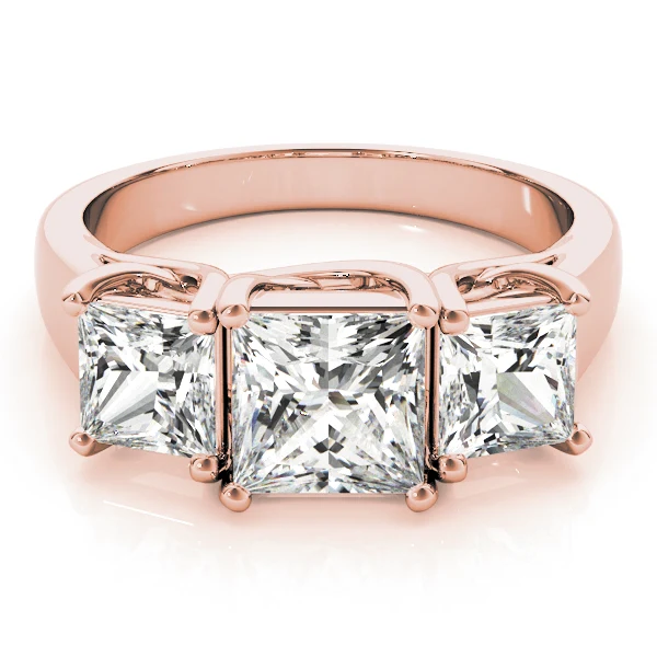 2.55-2.85 Carat Square Princess Lab Created Diamond 3-Stone Engagement Ring - Image 12