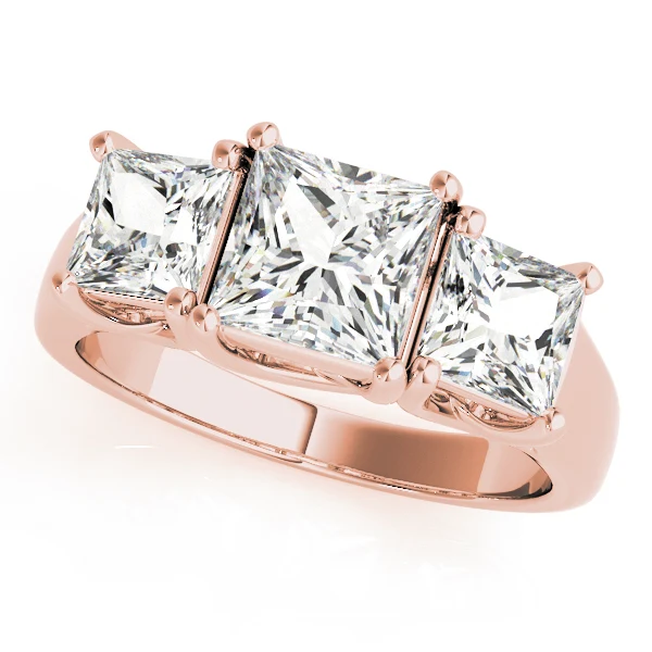 2.55-2.85 Carat Square Princess Lab Created Diamond 3-Stone Engagement Ring - Image 3