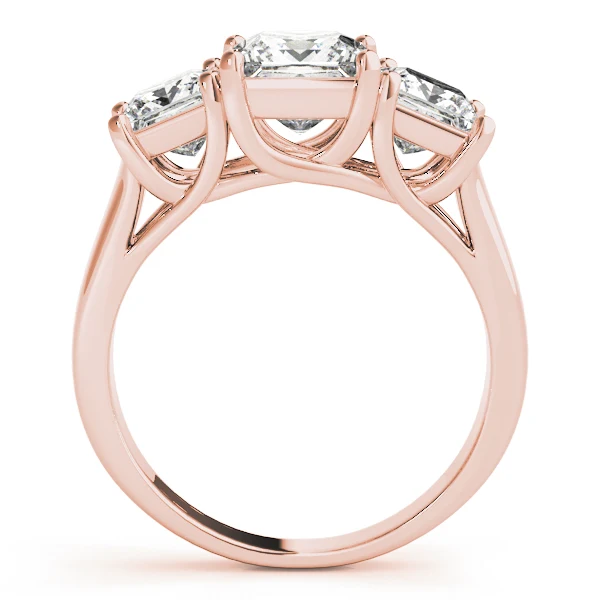 2.55-2.85 Carat Square Princess Lab Created Diamond 3-Stone Engagement Ring - Image 5