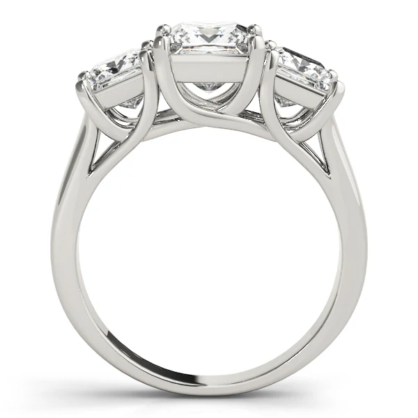 2.55-2.85 Carat Square Princess Lab Created Diamond 3-Stone Engagement Ring - Image 6