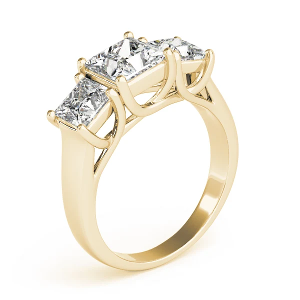 2.55-2.85 Carat Square Princess Lab Created Diamond 3-Stone Engagement Ring - Image 7