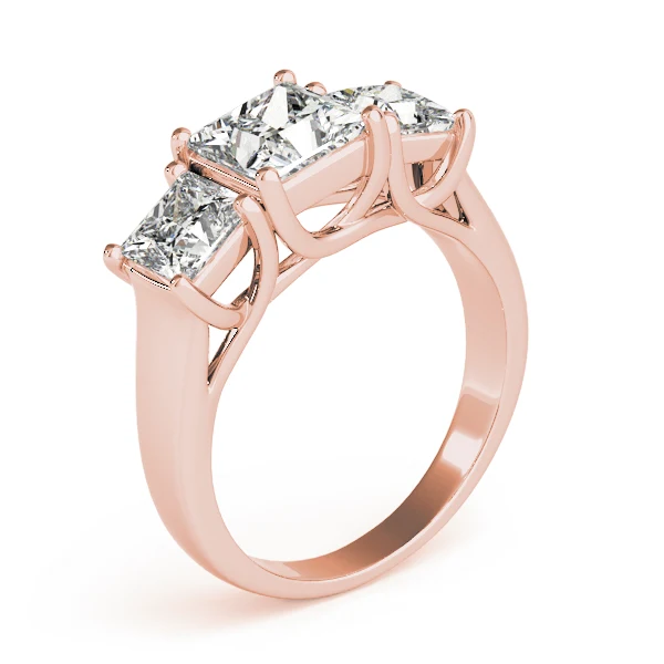 2.55-2.85 Carat Square Princess Lab Created Diamond 3-Stone Engagement Ring - Image 8