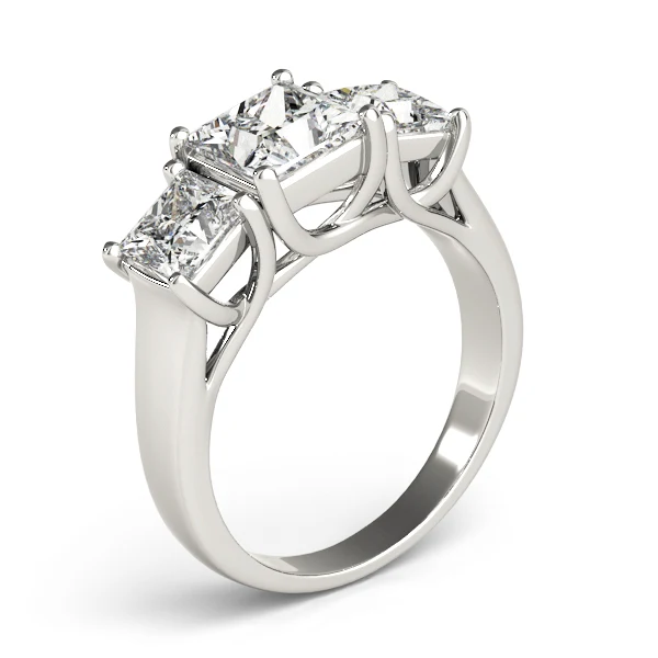 2.55-2.85 Carat Square Princess Lab Created Diamond 3-Stone Engagement Ring - Image 9