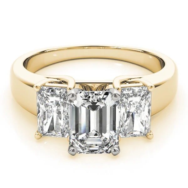 2.70 Carat 3-Stone Emerald Cut Lab Grown Trellis Engagement Ring - Image 10
