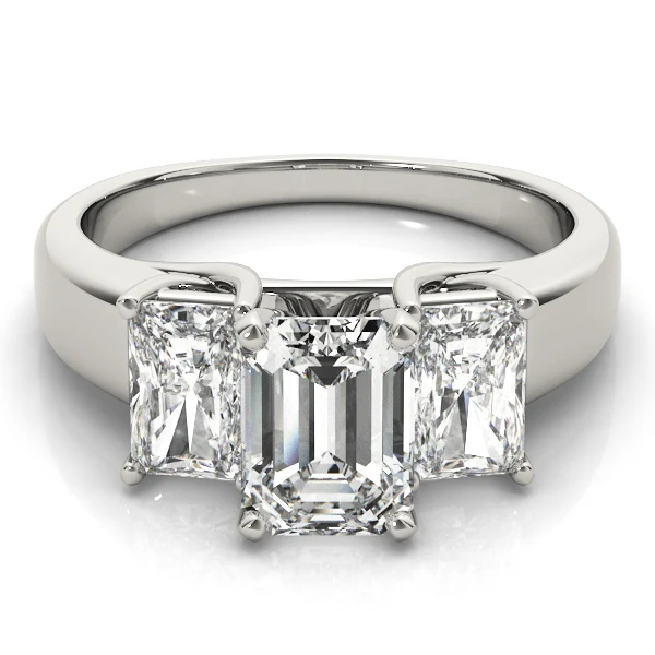 2.70 Carat 3-Stone Emerald Cut Lab Grown Trellis Engagement Ring - Image 11
