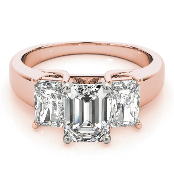 2.70 Carat 3-Stone Emerald Cut Lab Grown Trellis Engagement Ring - Image 12